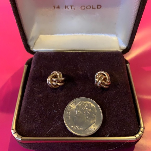 14K Classic Knot Stud Earrings - Picture 2 of 2